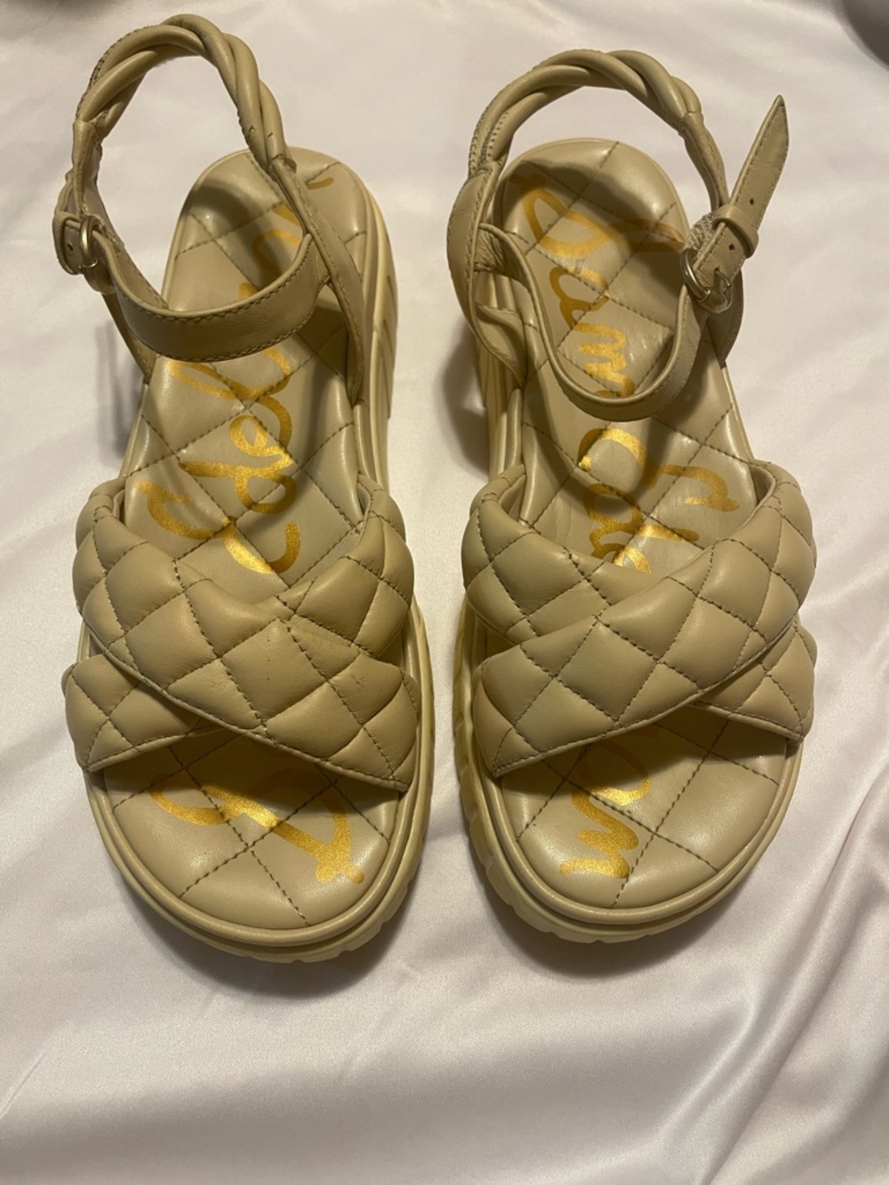 Sam Edelman Quilted Platform Sandal - Cream/White - Picture 2 of 13